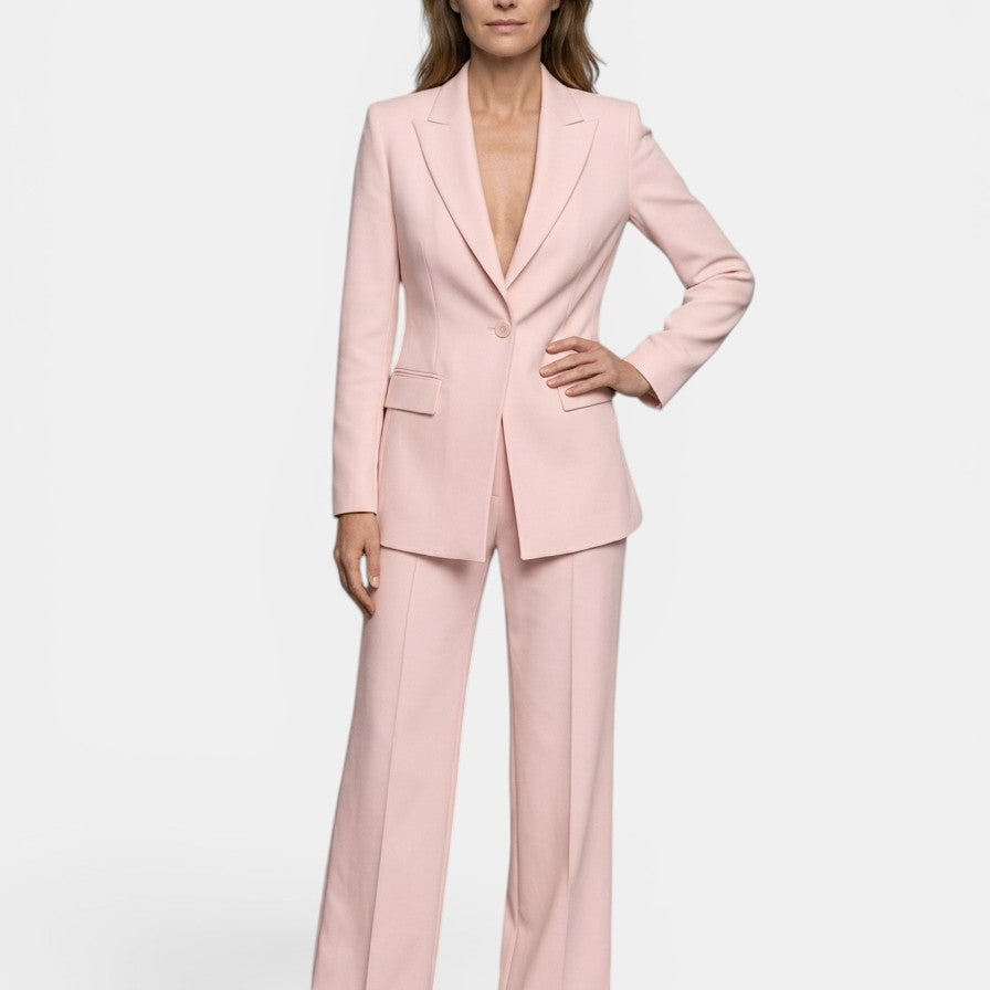 Women's Longline Blazer Suit | Tailored Single-Button Blazer & Wide-Leg Trousers