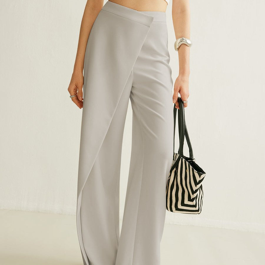 Women's Asymmetric Wrap Wide-Leg Pants | Sleek High-Waist Tailored Pants