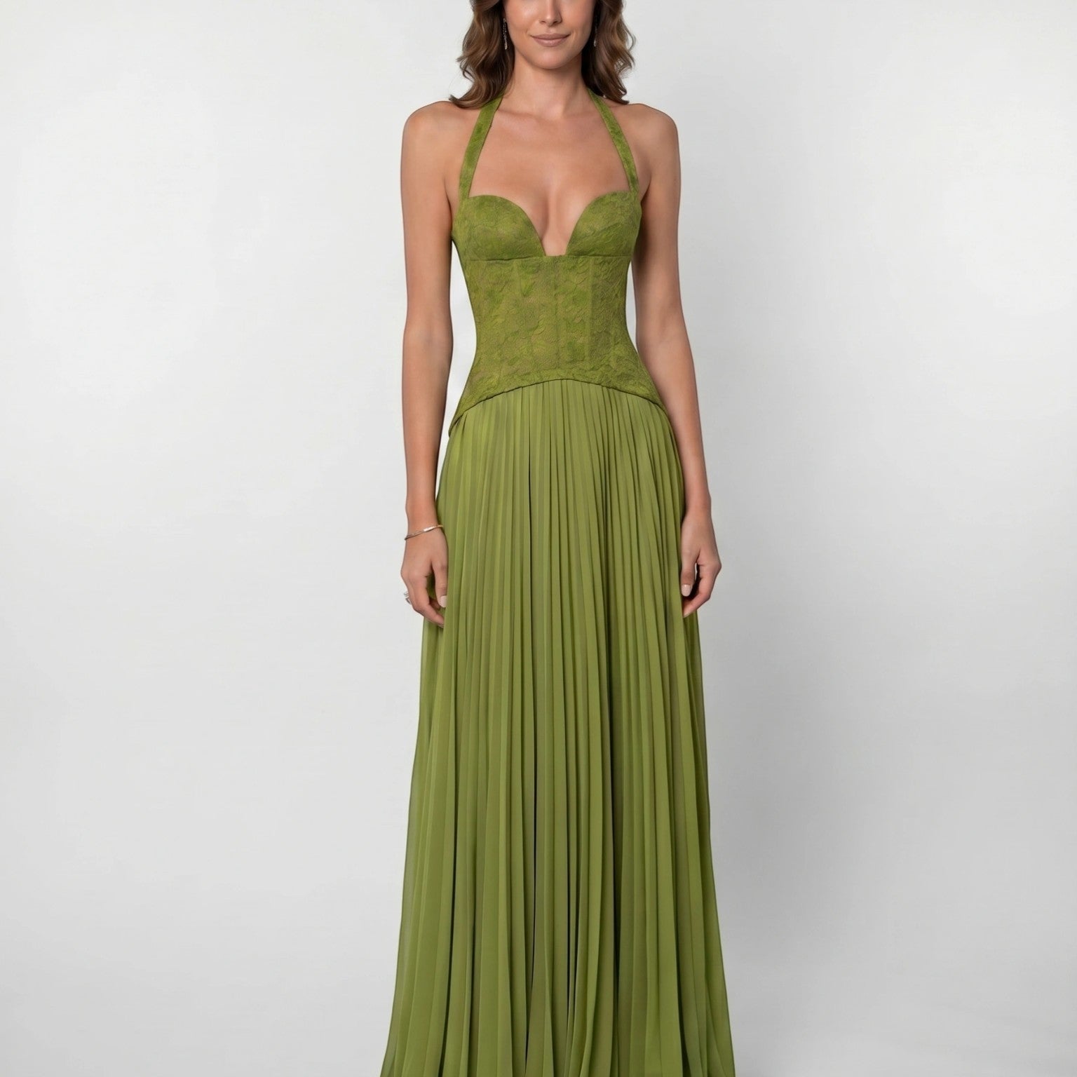 Women's Pleated Corset Maxi Dress | Elegant Flowing Summer Gown