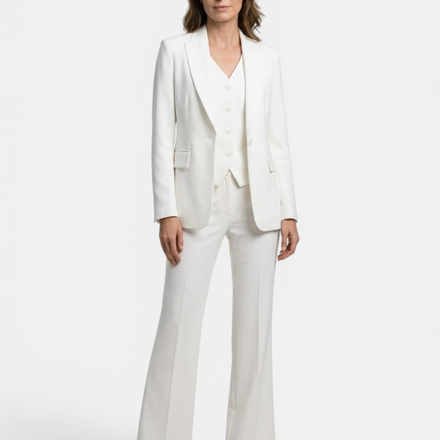 Women's Structured Three-Piece Suit | Tailored Blazer, Waistcoat & Flared Trouser Set
