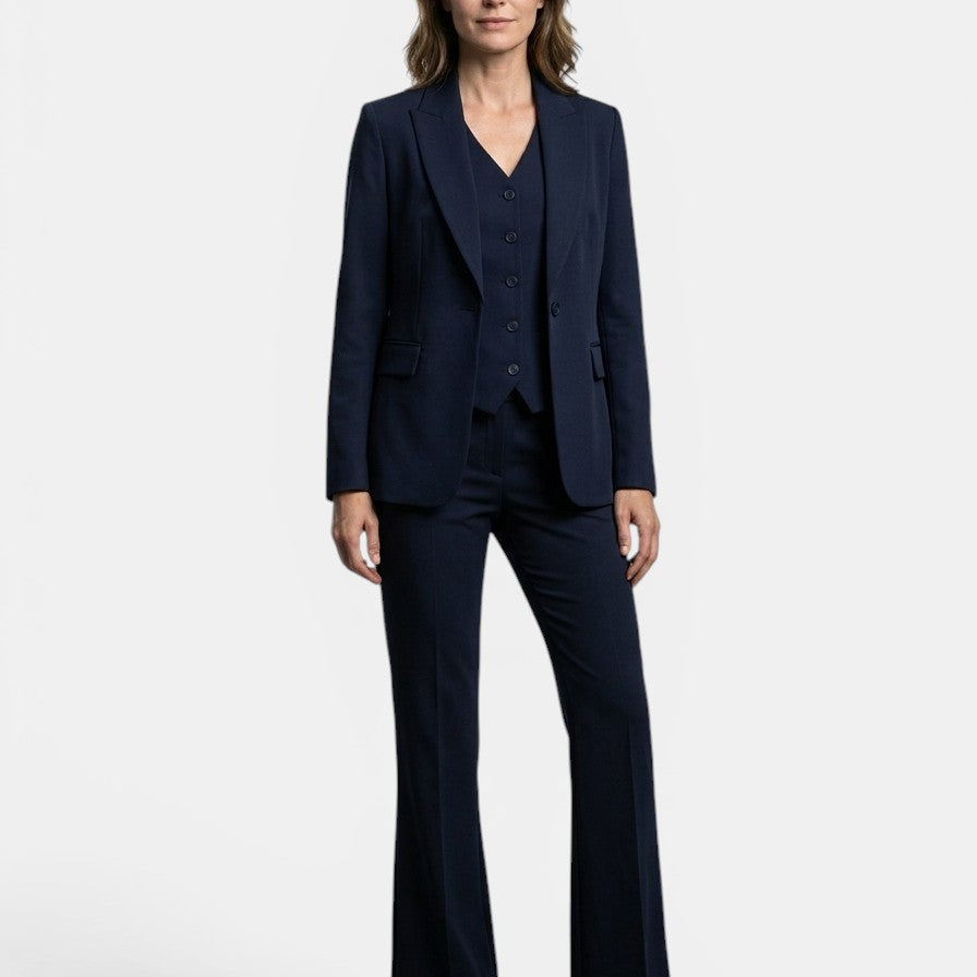 Women's Structured Three-Piece Suit | Tailored Blazer, Waistcoat & Flared Trouser Set