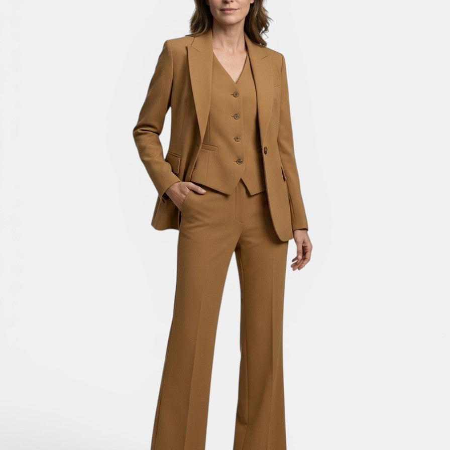 Women's Structured Three-Piece Suit | Tailored Blazer, Waistcoat & Flared Trouser Set