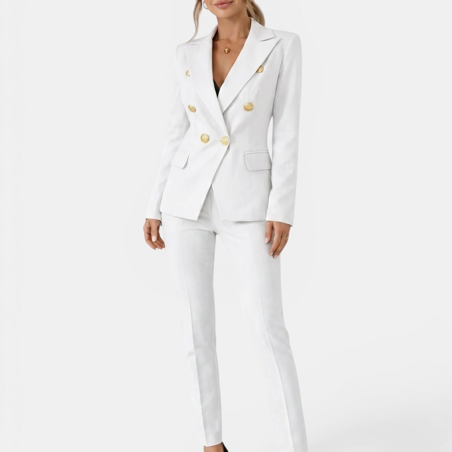 Women's Tailored Suit Set | Double-Breasted Blazer & Slim-Fit Trouser Co-Ord