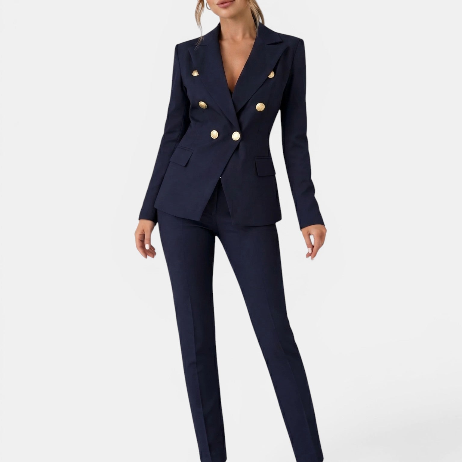 Women's Tailored Suit Set | Double-Breasted Blazer & Slim-Fit Trouser Co-Ord