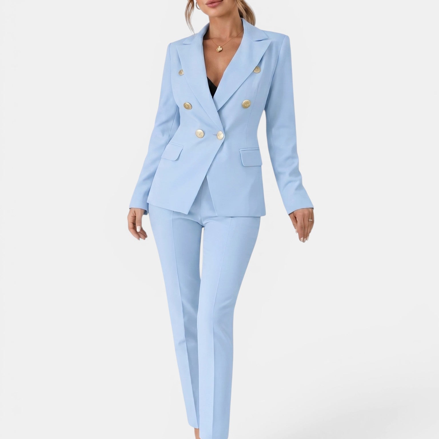 Women's Tailored Suit Set | Double-Breasted Blazer & Slim-Fit Trouser Co-Ord