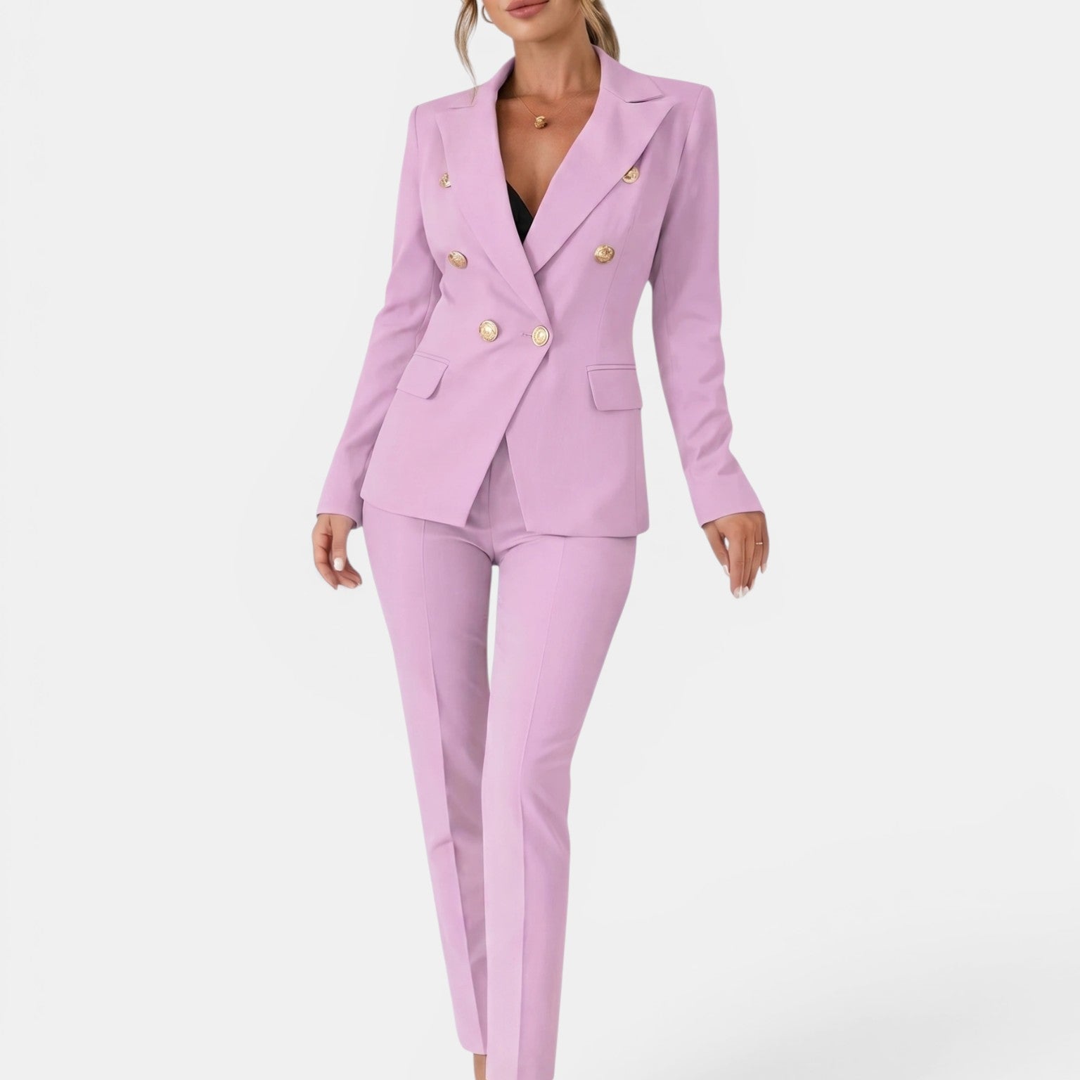 Women's Tailored Suit Set | Double-Breasted Blazer & Slim-Fit Trouser Co-Ord
