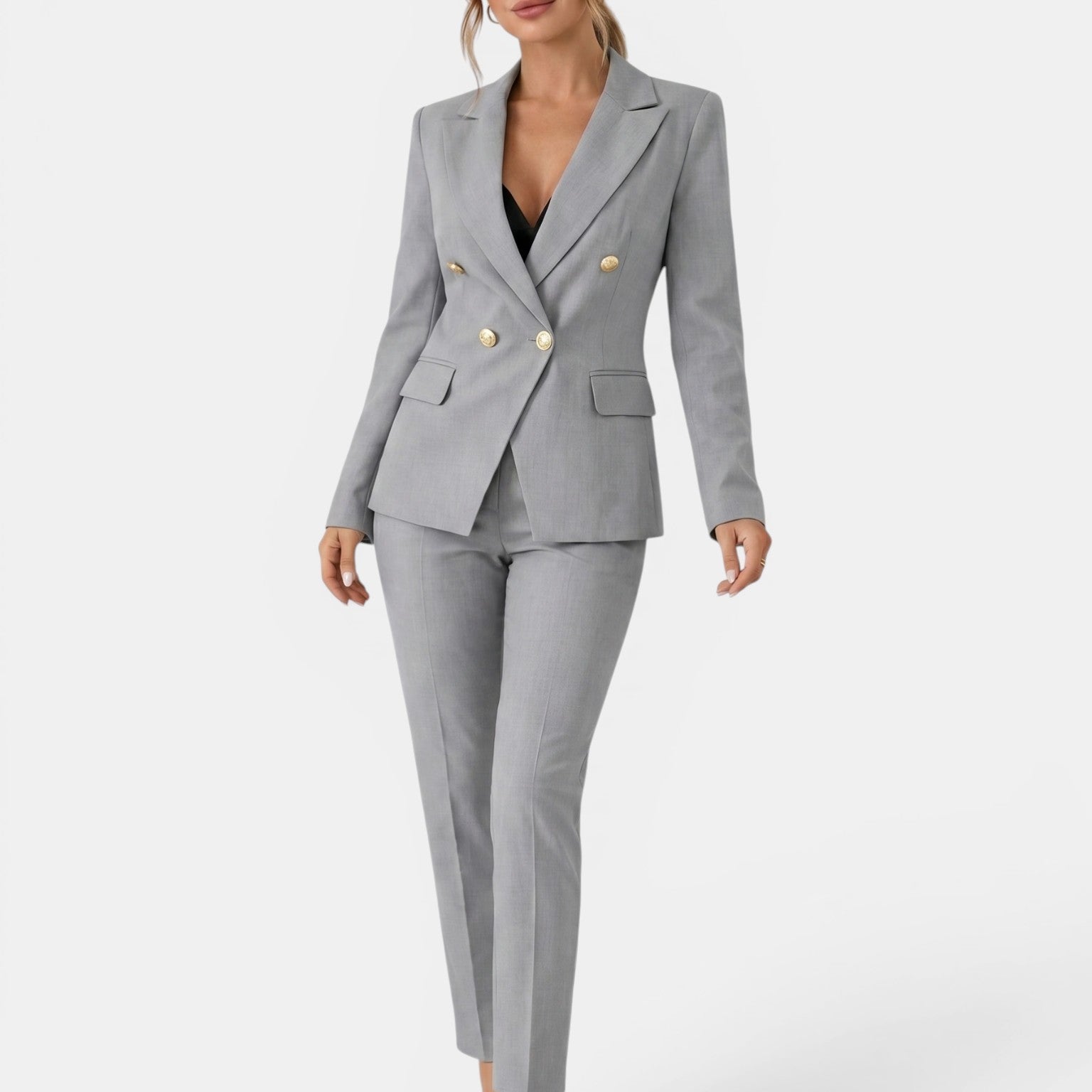 Women's Tailored Suit Set | Double-Breasted Blazer & Slim-Fit Trouser Co-Ord