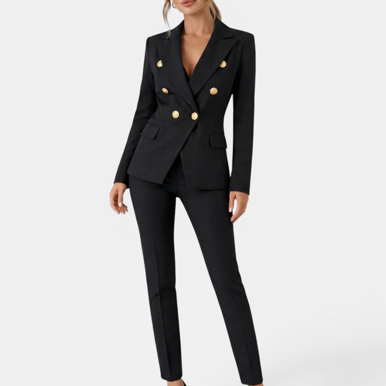 Women's Tailored Suit Set | Double-Breasted Blazer & Slim-Fit Trouser Co-Ord