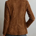 Wrenna - Women's Belted Suede-Feel Button-Down Blazer