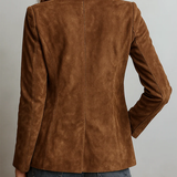 Wrenna - Women's Belted Suede-Feel Button-Down Blazer