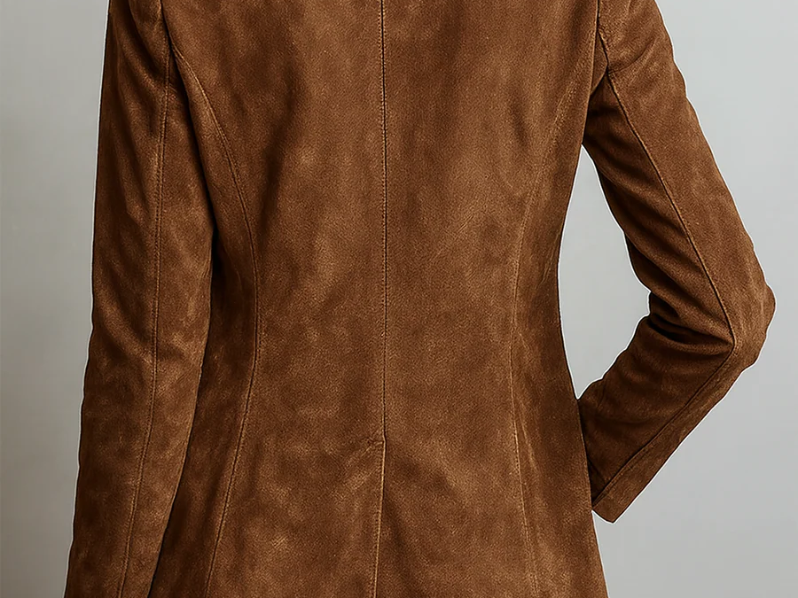 Wrenna - Women's Belted Suede-Feel Button-Down Blazer