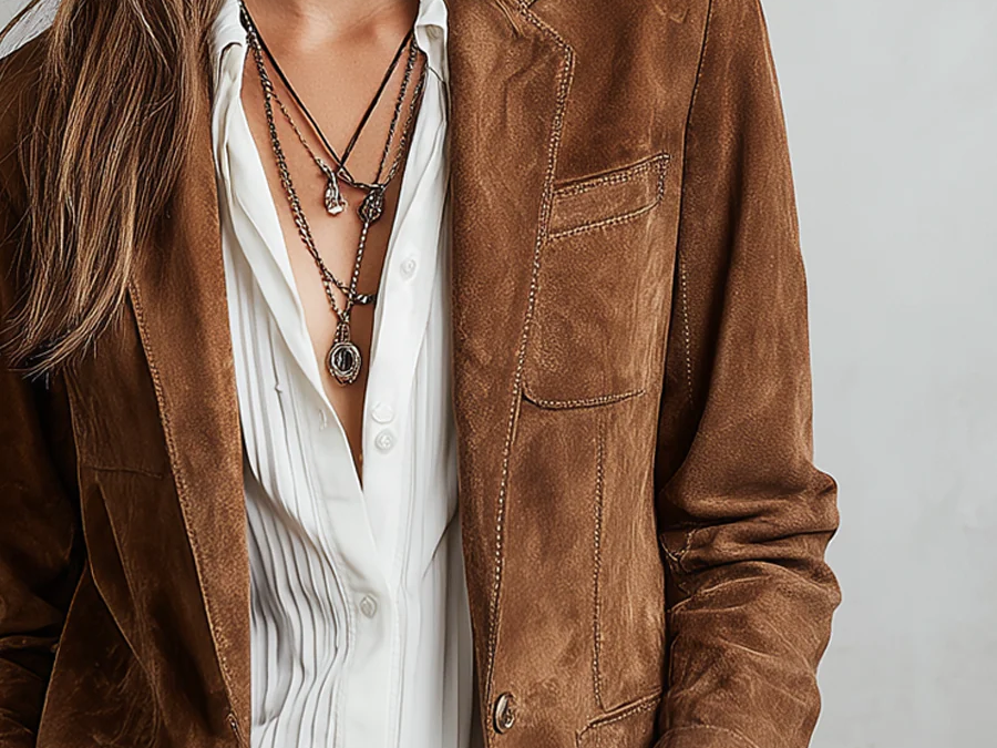 Wrenna - Women's Belted Suede-Feel Button-Down Blazer