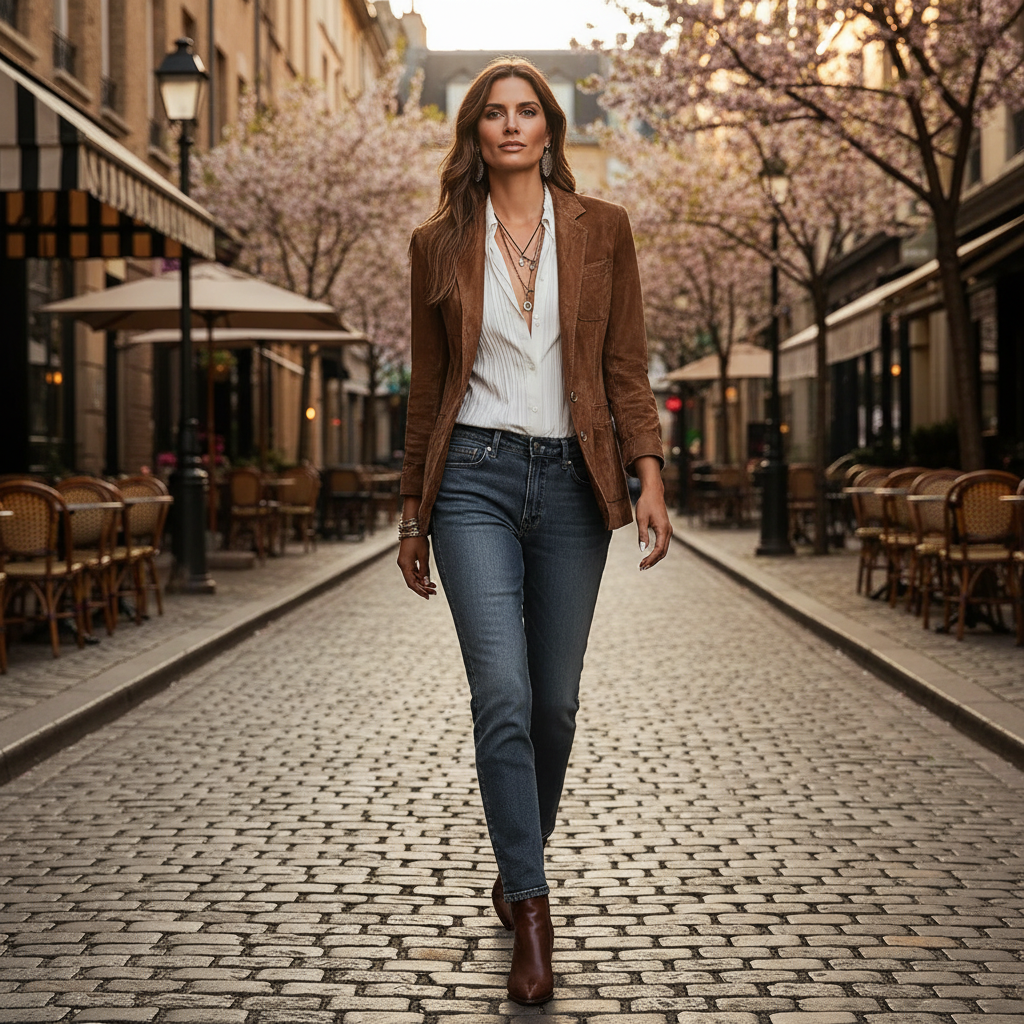 Wrenna - Women's Belted Suede-Feel Button-Down Blazer