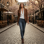 Wrenna - Women's Belted Suede-Feel Button-Down Blazer