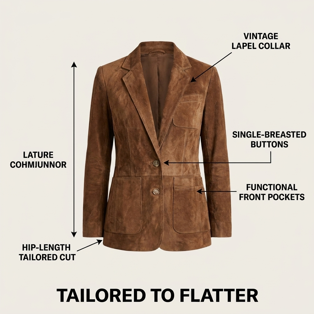 Wrenna - Women's Belted Suede-Feel Button-Down Blazer