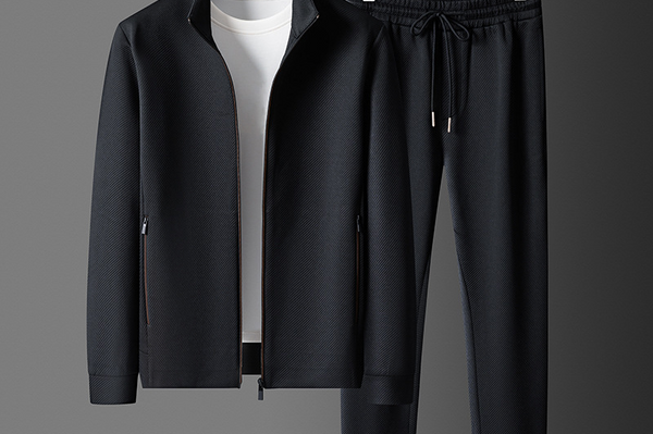 Wyatt - Men's Zip-Up Jacket and Jogger Tracksuit - Black