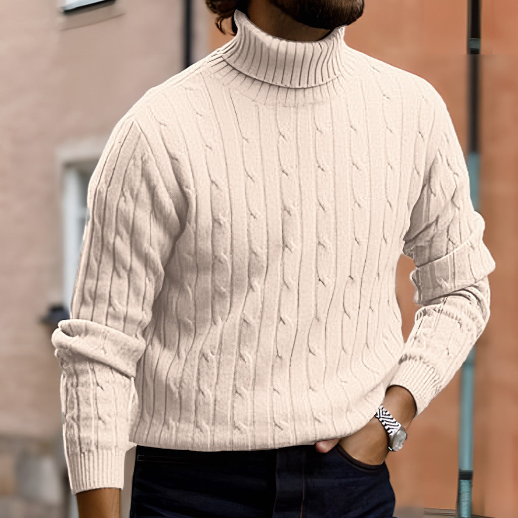 Xander - Men's Cable Front Roll Neck Sweater