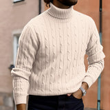 Xander - Men's Cable Front Roll Neck Sweater