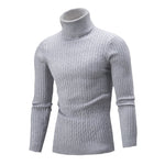 Xander - Men's Cable Front Roll Neck Sweater - Grey