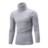 Xander - Men's Cable Front Roll Neck Sweater - Grey