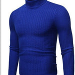 Xander - Men's Cable Front Roll Neck Sweater - Royal Blue
