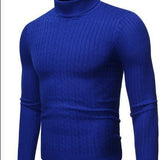 Xander - Men's Cable Front Roll Neck Sweater - Royal Blue