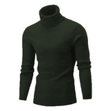 Xander - Men's Cable Front Roll Neck Sweater - Dark Green