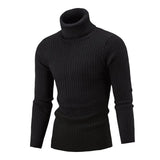 Xander - Men's Cable Front Roll Neck Sweater - Black