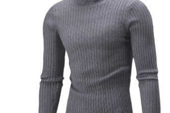 Xander - Men's Cable Front Roll Neck Sweater - Dark Grey