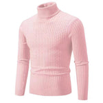 Xander - Men's Cable Front Roll Neck Sweater - Pink