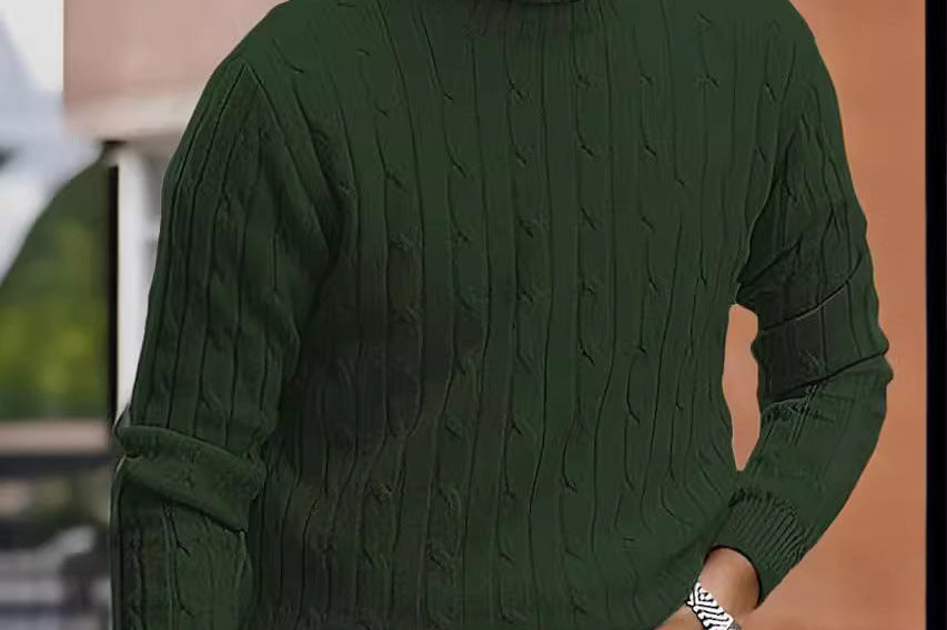 Xander - Men's Cable Front Roll Neck Sweater