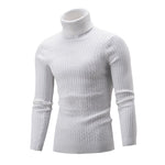 Xander - Men's Cable Front Roll Neck Sweater - White