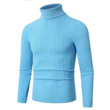 Xander - Men's Cable Front Roll Neck Sweater - Sky Blue
