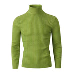 Xander - Men's Cable Front Roll Neck Sweater - Neon Green