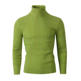 Xander - Men's Cable Front Roll Neck Sweater - Neon Green