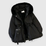 Xanthe - Women's Padded Parka with Faux Fur Hood - Black