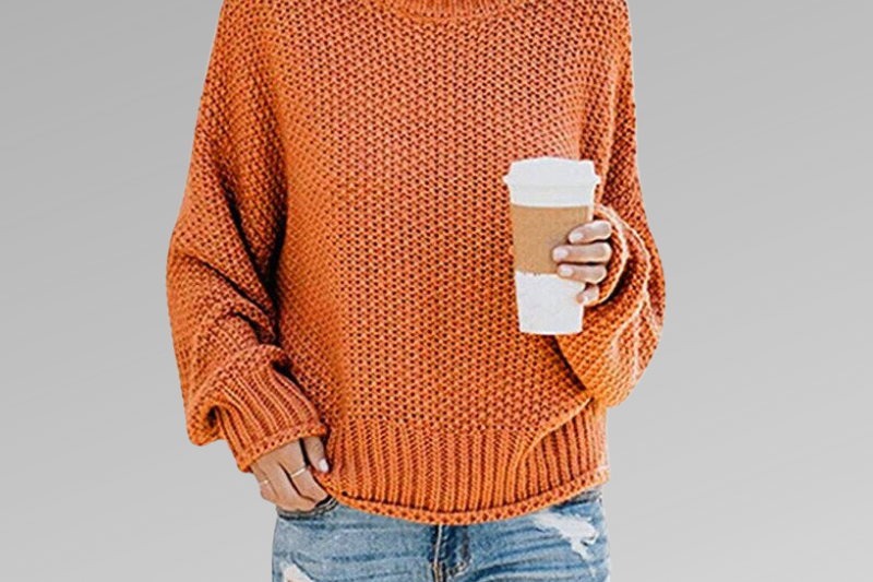 Yvaine - Women's Classic Knitted Sweater - Orange