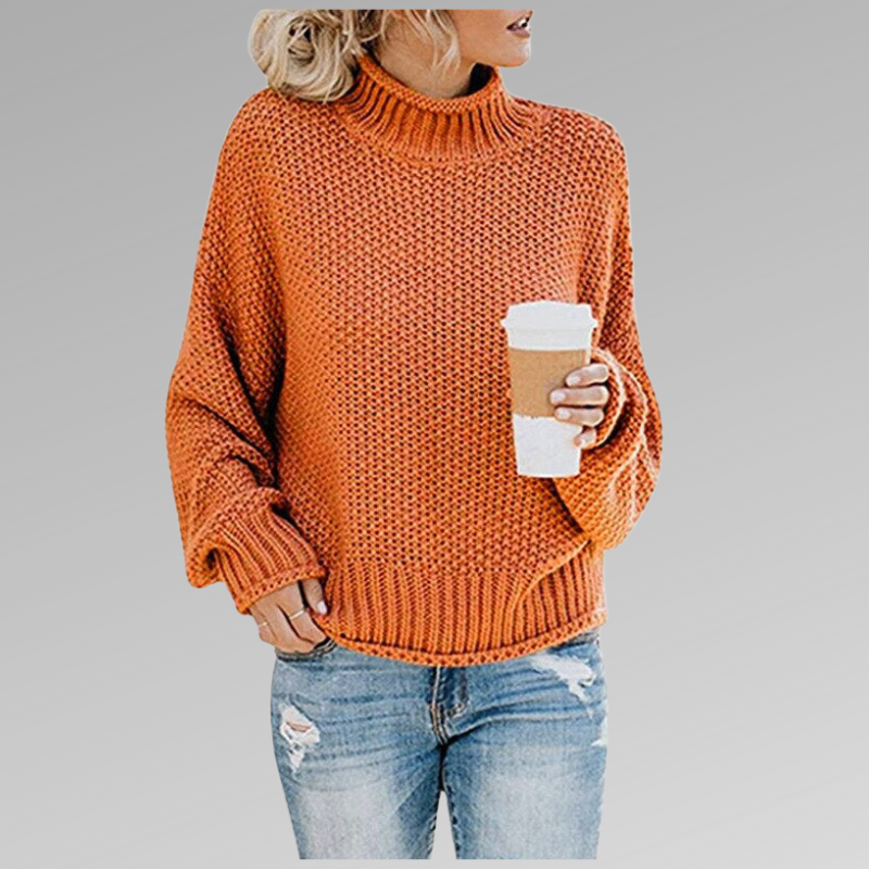 Yvaine - Women's Classic Knitted Sweater - Orange