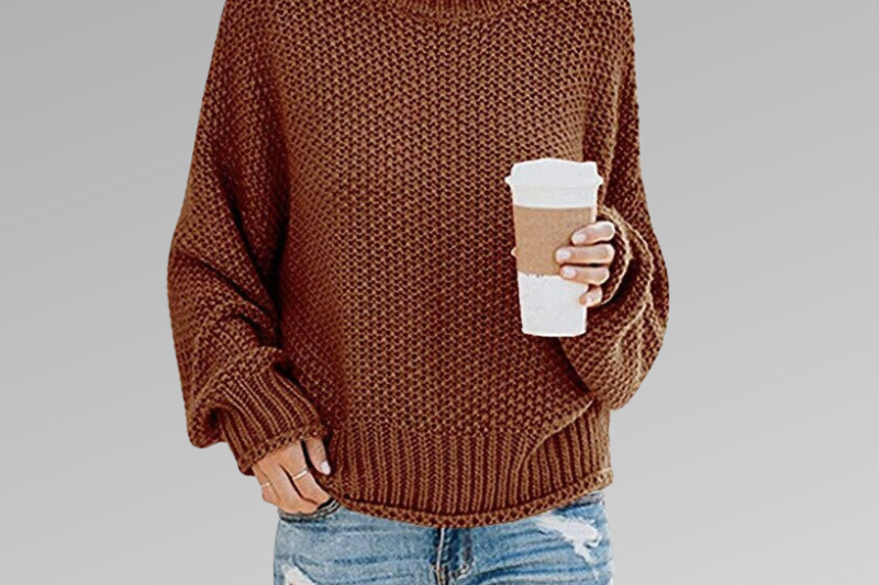 Yvaine - Women's Classic Knitted Sweater - Brown