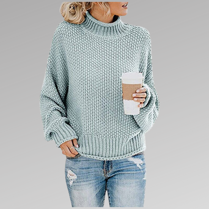Yvaine - Women's Classic Knitted Sweater - Baby Blue