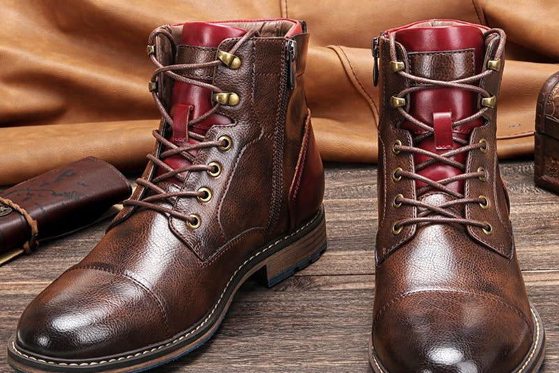 Zeke - Men's Classic Zip and Lace Boots - Brown