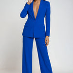Zoya - Women's Modern Blazer and Trouser Set - Blue