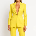 Zoya - Women's Modern Blazer and Trouser Set - Yellow