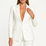 Zoya - Women's Modern Blazer and Trouser Set - White