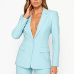 Zoya - Women's Modern Blazer and Trouser Set - Sky Blue