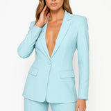 Zoya - Women's Modern Blazer and Trouser Set - Sky Blue