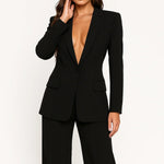 Zoya - Women's Modern Blazer and Trouser Set - Black