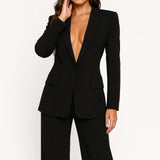 Zoya - Women's Modern Blazer and Trouser Set - Black