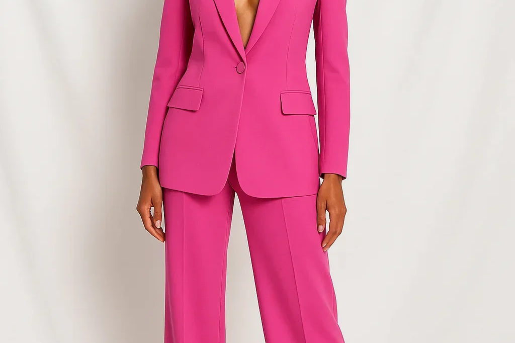 Zoya - Women's Modern Blazer and Trouser Set - Pink